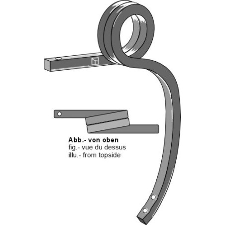 Dent double spire "queue de cochon" gauche - Kverneland - KW251802