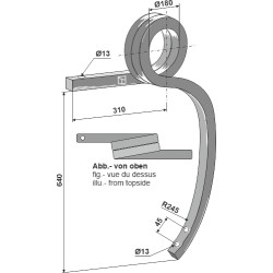 Dent double spire "queue de cochon" gauche - Kverneland - KW251802
