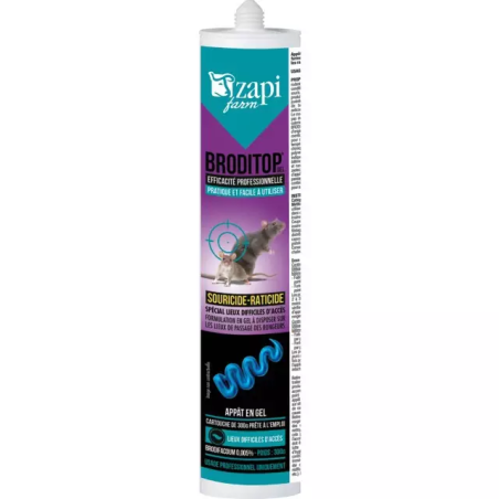 Souricide raticide pro broditop gel cartouche de 300g zapi