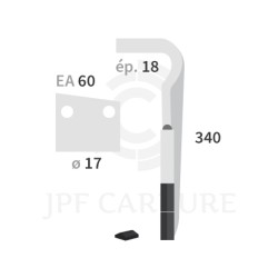 Dent de herse rotative droite adaptable pour herse Regent réf EB8300013