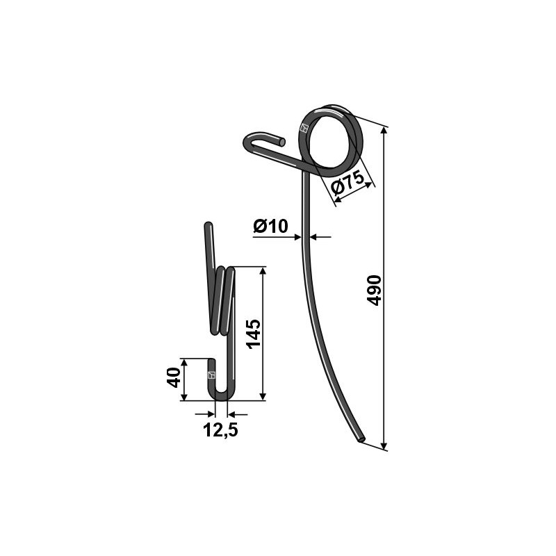 Griffe de semoir Ø10 Kuhn 951699 adaptable spire Ø75