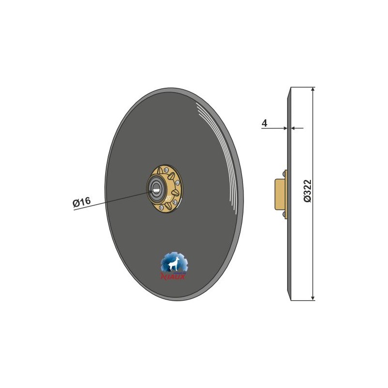 Disque de semoir Ø322x4 - compl. sans chapeau de palier - Klever - 122.31.810A