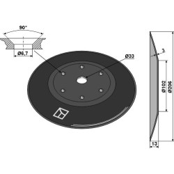Disque de semoir Ø206x3 - Kuhn - N03949A0