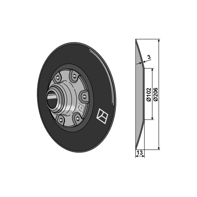 Disque de semoir Ø206x3 - compl. - Huard - K3640820