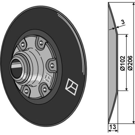 Disque de semoir Ø206x3 - compl. - Huard - K3640820