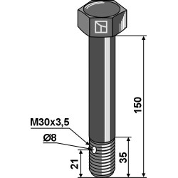 Boulon M30x3,5x150 - 10.9 - Agrimaster - 3009829