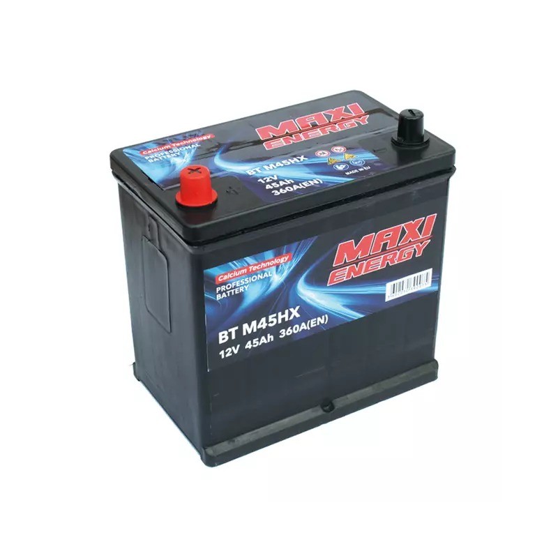 Batterie de démarrage 12V 45Ah 360A MAXI ENERGY + à gauche