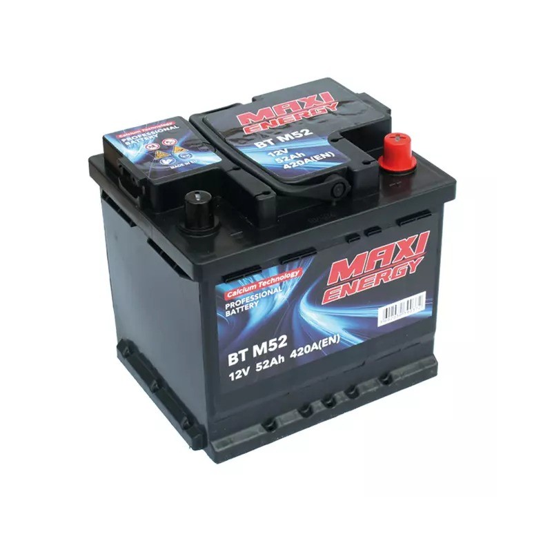 Batterie de démarrage 12V 52Ah 420A MAXI ENERGY + à droite