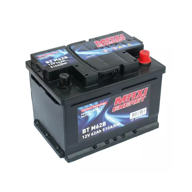 Batterie de démarrage 12V 62Ah 510A MAXI ENERGY + à droite