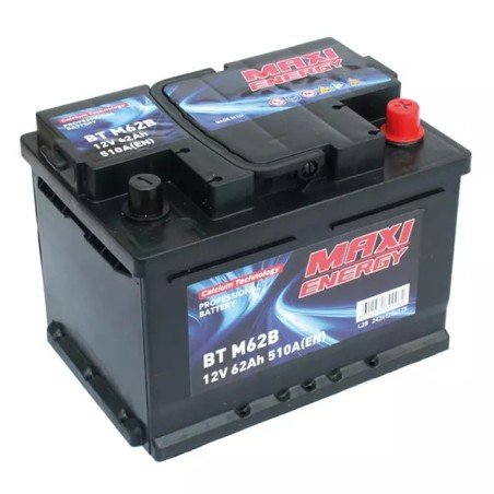 Batterie de démarrage 12V 62Ah 510A MAXI ENERGY + à droite