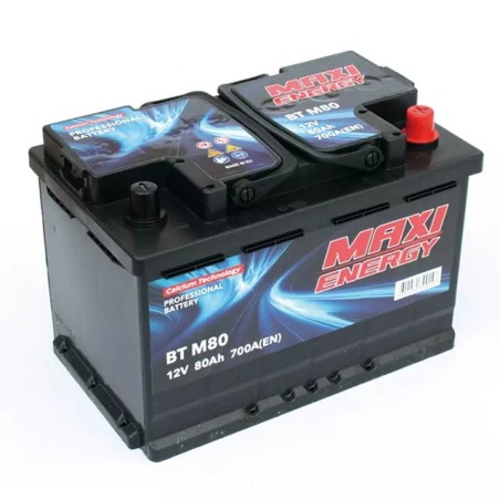 Batterie tracteur 12V 80Ah 700A MAXI ENERGY + à droite