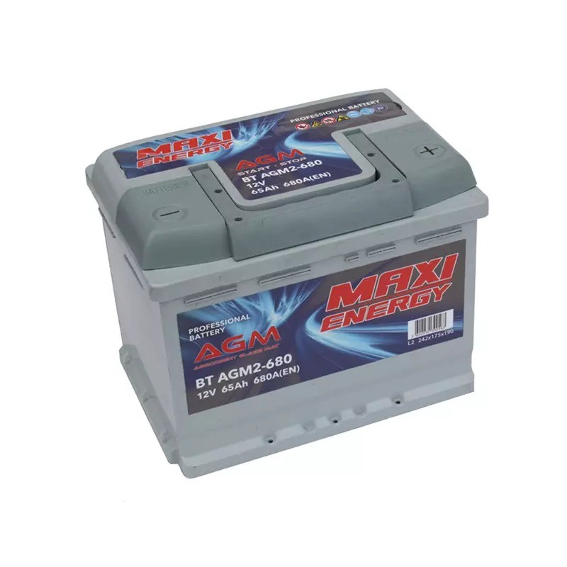 Batterie tracteur 12V 65Ah 680A MAXI ENERGY AGM + à droite