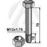 Boulon de sûreté M12 avec écrou à freinage interne - Lemken - Schraube 3013409 - Mutter 3031013