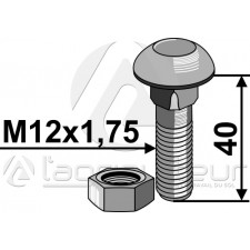 Boulon avec écrou - M12x1,75x40 - 10.9 - AG008708