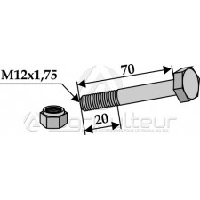 Boulon avec écrou à freinage interne - M12x1,75 - 10.9 - AG008578