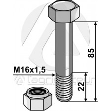 Boulon avec écrou à freinage interne - M16x1,5 - 10.9 - Muthing - Schraube MU980416 - Mutter MU980417