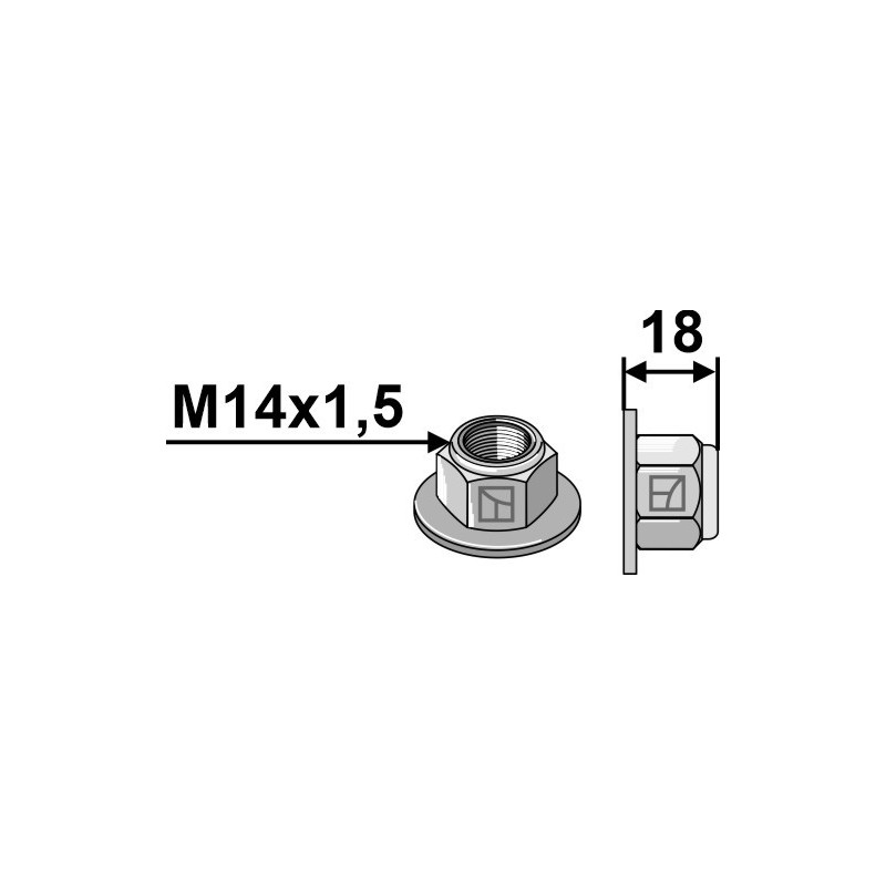 Écrou à embase à freinage interne - Polystop - M14x1,5 - 10.9 - Rabe - 8409.00.37