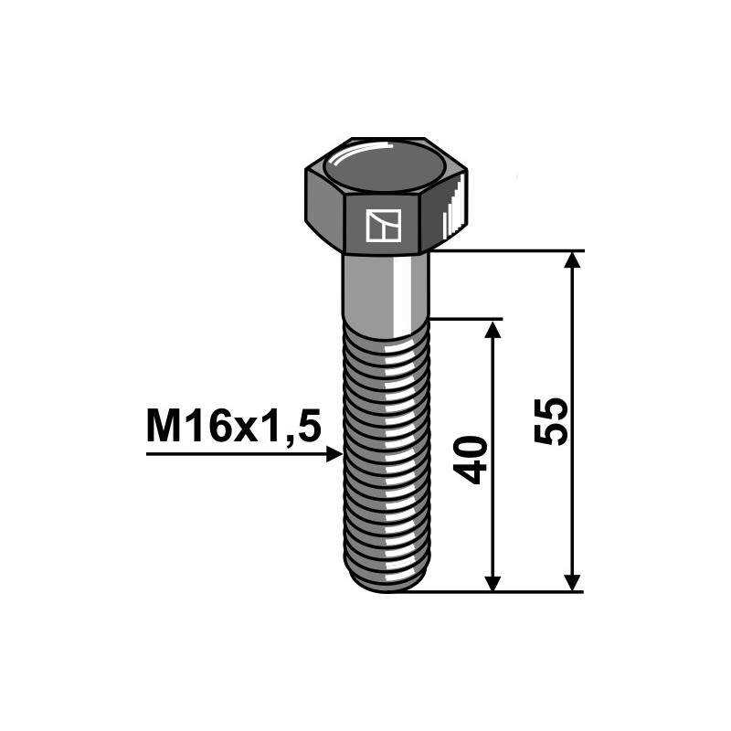 Boulon à tête hexagonale - M16x1,5X55 - 12.9 - Maschio / Gaspardo - 00551329
