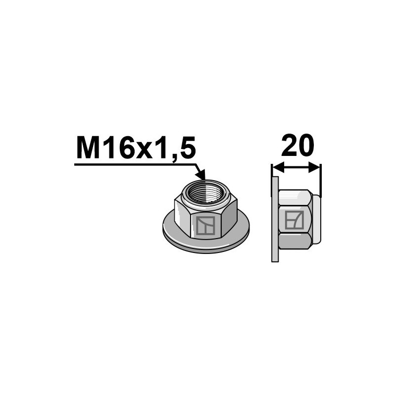 Écrou à embase à freinage interne M16x1,5 - 10.- Polystop - Grimme / Gruse - B99.04280
