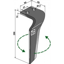Dent pour herses rotatives, modèle gauche - Carraro - 155217