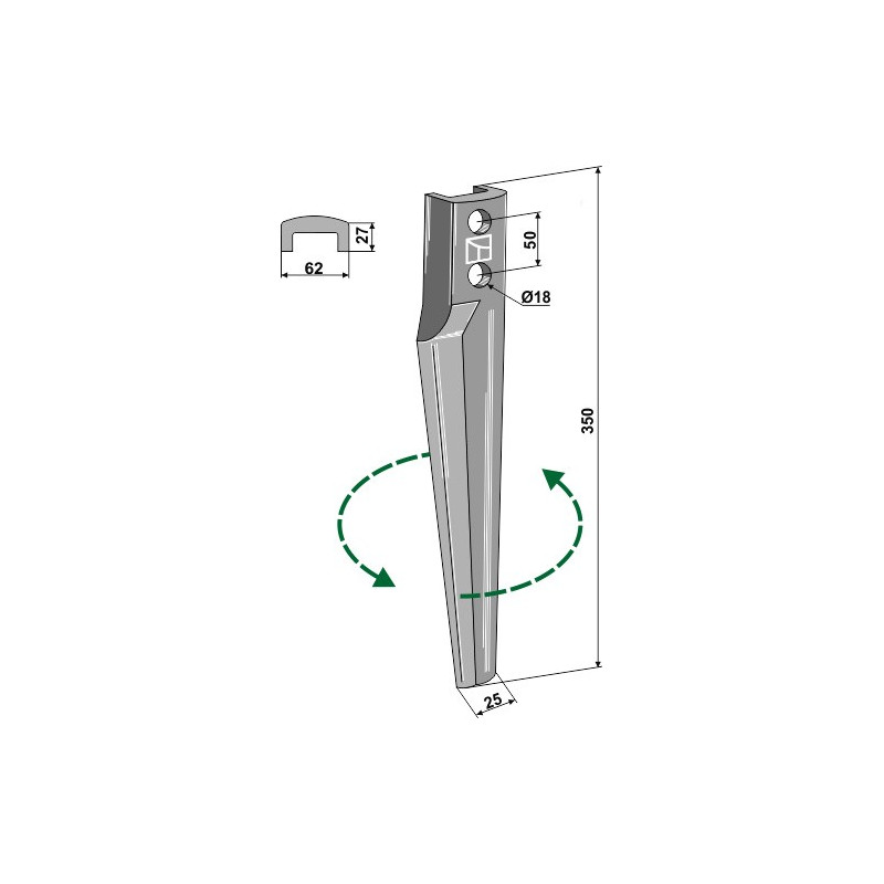 Dent pour herses rotatives, modèle gauche - Eberhardt - 302515