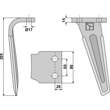 Dent pour herses rotatives, modèle gauche - AG000354