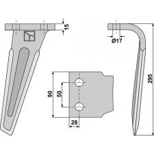 Dent pour herses rotatives, modèle droit - AG000353