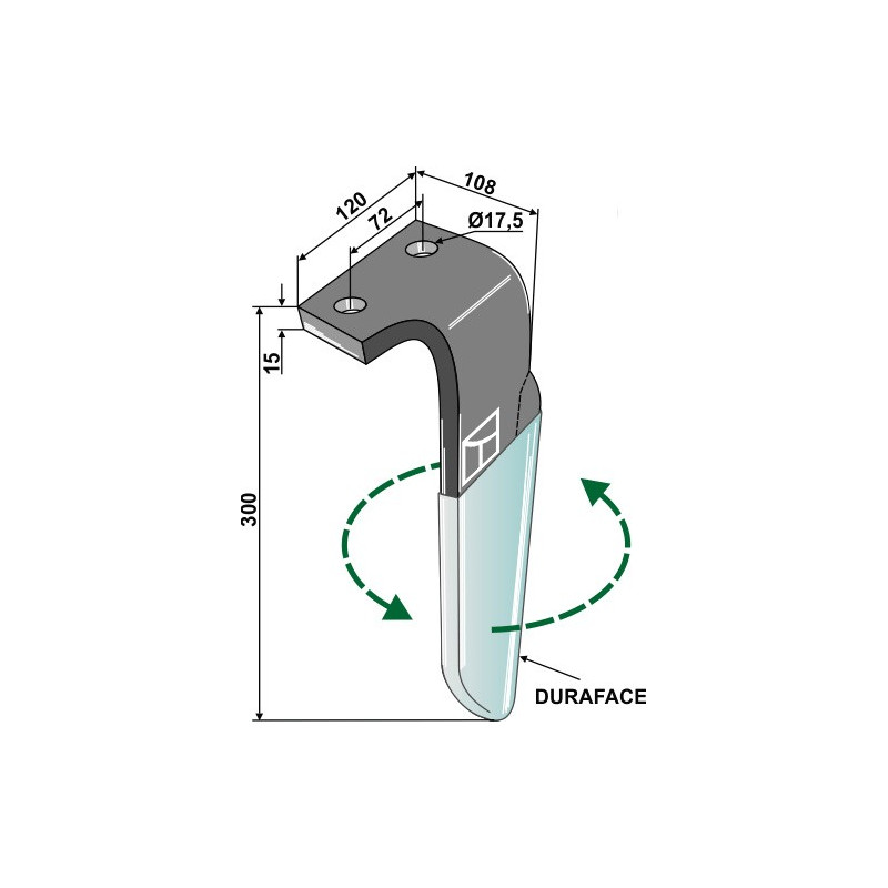 Dent pour herses rotatives (DURAFACE) - modèle gauche - Celli - 6226041
