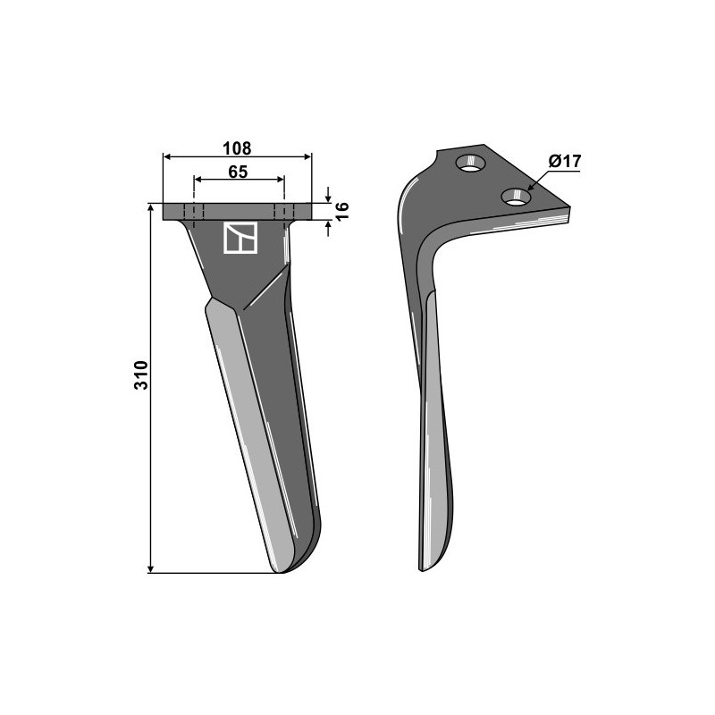Dent pour herses rotatives, modèle gauche - Frandent - 9118310002