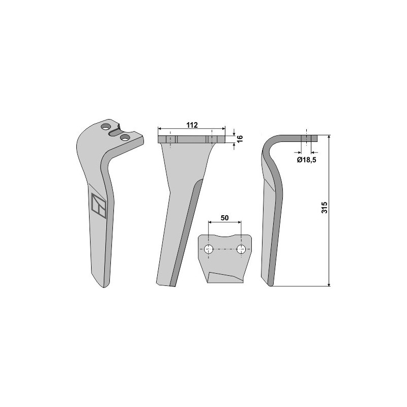 Dent pour herses rotatives, modèle droit - AG000331