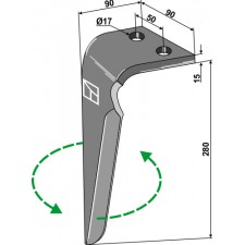 Dent pour herses rotatives, modèle gauche - Sicma - 052801