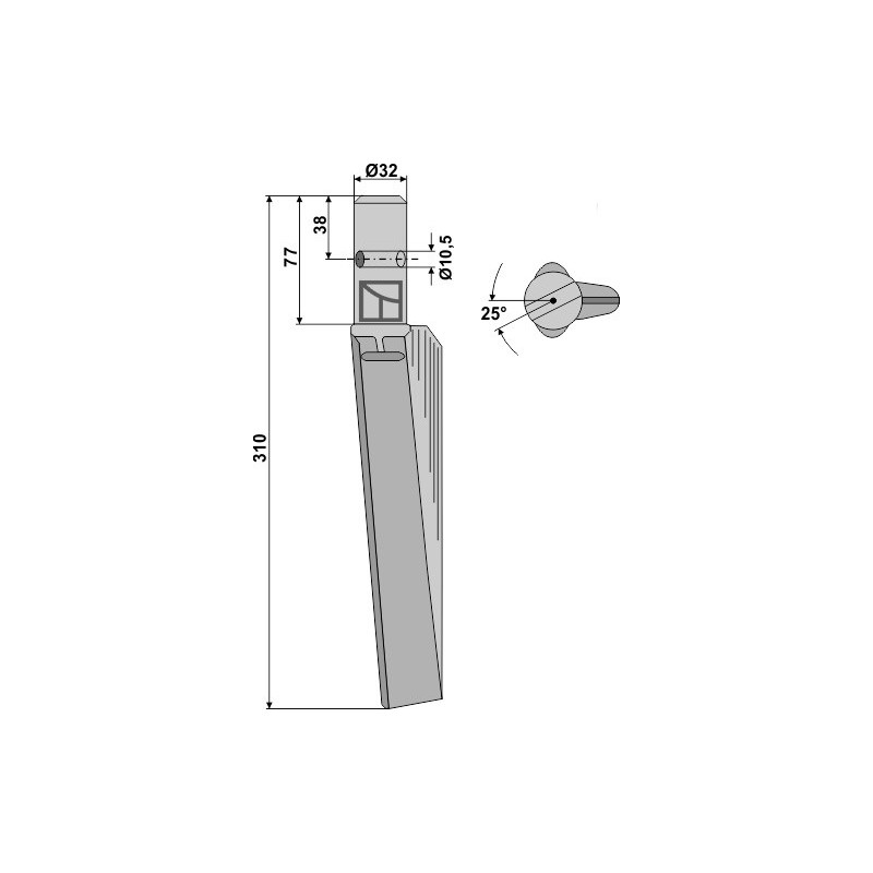 Dent pour herses rotatives, modèle droit - Breviglieri - 32070S