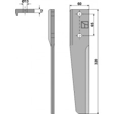 Dent pour herses rotatives, modèle gauche - Breviglieri - 0032711 (T50 - T51)