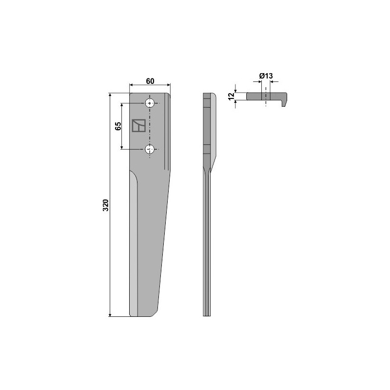 Dent pour herses rotatives, modèle droit - Breviglieri - 0032711 (T50 - T51)