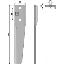Dent pour herses rotatives, modèle droit - Breviglieri - 0032711 (T50 - T51)