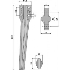 Dent pour herses rotatives, modèle droit - Eberhardt - 300328