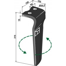 Dent pour herses rotatives, modèle gauche - Kongskilde - 73000185599V