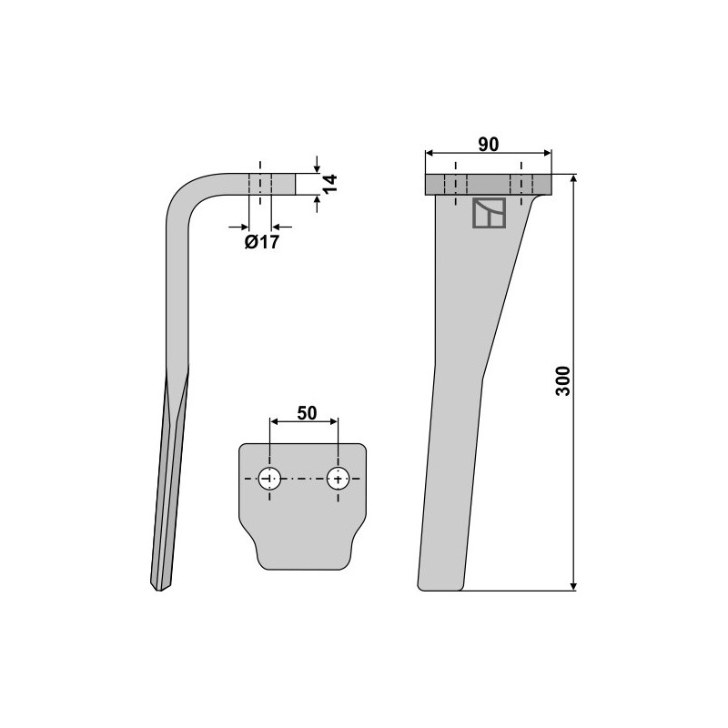 Dent pour herses rotatives, modèle droit - Sicma - 092700