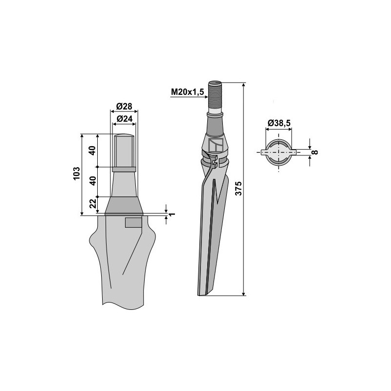 Dent pour herses rotatives, modèle gauche - Krone - 4916720