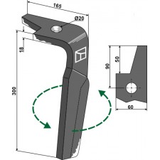 Dent pour herses rotatives, modèle gauche - Amazone - 965781