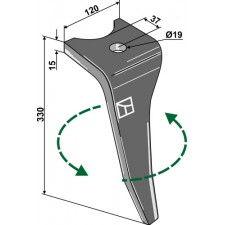 Dent pour herses rotatives, modèle gauche - Amazone - 967496