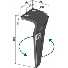 Dent pour herses rotatives, modèle gauche - Celli - 622718