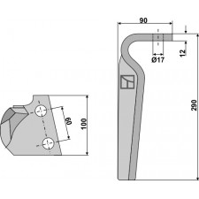 Dent pour herses rotatives, modèle droit - Feraboli - 7U00031