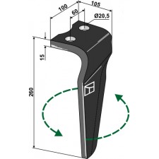 Dent pour herses rotatives, modèle gauche - Kongskilde - 73000185596V
