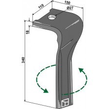 Dent pour herses rotatives, modèle gauche - Landsberg - 873.40.220.1