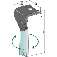 Dent pour herses rotatives, modèle droit - Pöttinger - 8732.42.030.1