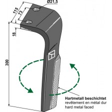 Dent pour herses rotatives, modèle gauche - Lemken - 3377035