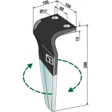 Dent pour herses rotatives (DURAFACE) - modèle droit - Maschio / Gaspardo - M36100215RMPC