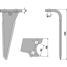 Dent pour herses rotatives, modèle droit - AG000117