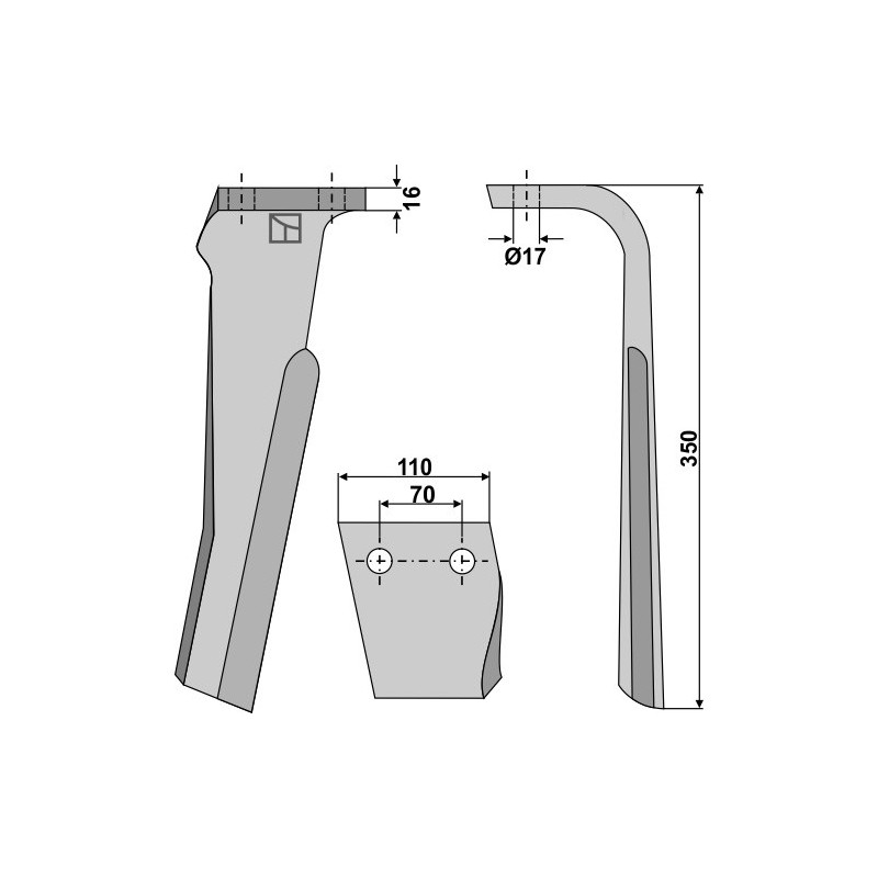 Dent pour herses rotatives, modèle droit - Rabe - 8432.24.01